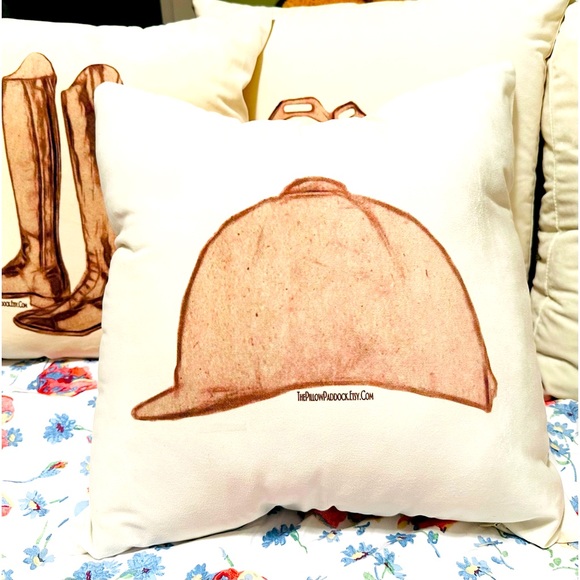 The Vintage Hunt Seat Equestrian themed 18x18 English pillow cover only! Soft! - Picture 1 of 11